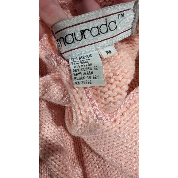 Maurada Vintage Designer Beaded Sequin Embellished Mock Neck Sweater M - Picture 8 of 11